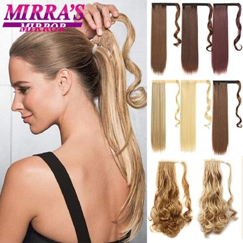 Straight Ponytail Hair Extension Synthetic Wrap Around Fake Pony Tail Long Smooth Clip in Ponytail Hair Afro Hairpiece