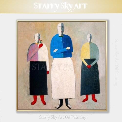 Reproduction Russian Artist Oil Painting Abstract Three Women Figure Oil Painting on Canvas Handmade Three Women Oil Painting
