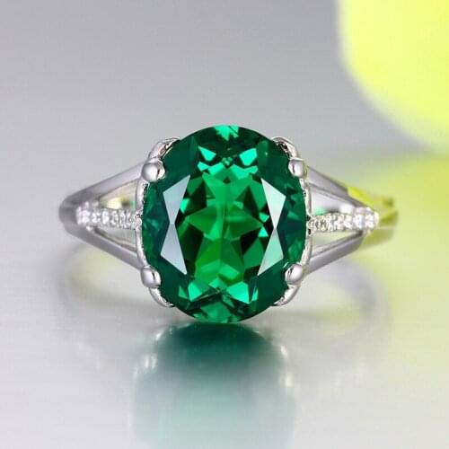 Fashion green oval Rhinestone Rings For Women New trendy crystal cubic zirconia rings for girls Romantic floral green stone ring