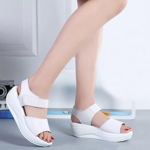 Womens Sandals Platform 2020 Peep Toe Summer Sandals For Women Black White Ladies Wedges Female Shoes Casual Beach Shoes