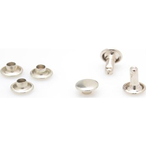6mm Silver Domed double cap rivets metal feet for bags