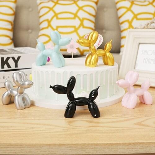 Cute Small Balloon dog Resin Crafts Sculpture Gifts Fashion Cake baking Home Decorations Party Dessert Desktop Ornament Two styl