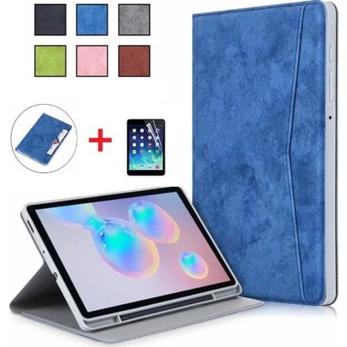 For tablet case for Samsung Galaxy Tab S6 Lite 10.4'' Tablet shell folding Leather Cover For Galaxy SM-P610 SM-P615 with film
