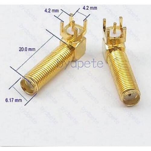 SMA female Connector 20mm 4.2mm PCB Solder Square Mount jack 90 degree jack 0.8"
