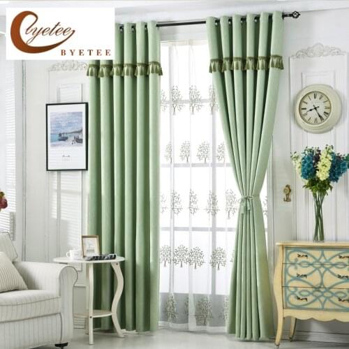 {byetee} Modern Living Room Curtain For the Bedroom Green Blackout Window Curtains Bedroom Cloth Curtain Kitchen Door Drapes