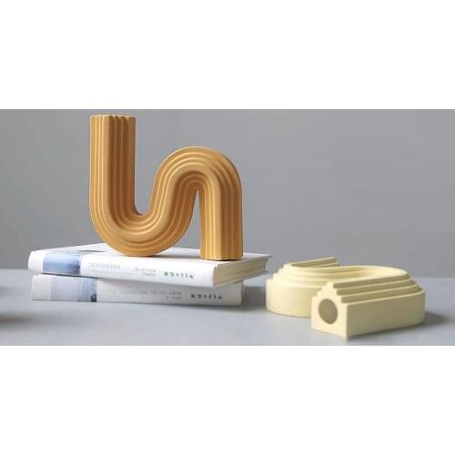 Modern Vase Geometric Lines Architectural Style Home Decorations Flower Holder Ornaments Home Decor Nordic Vases Ceramic Decor