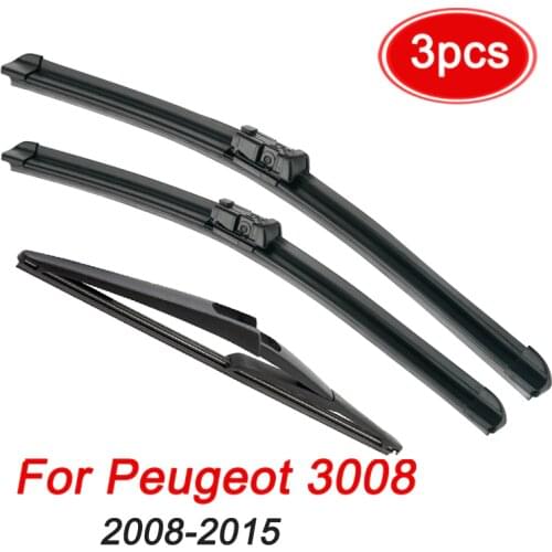 Windshield Wiper Blades For Peugeot 3008 2008-2015 Front Rear Window Windscreen Wiper 2014 2013 2012 2011 2010 2009 30''+28''+12