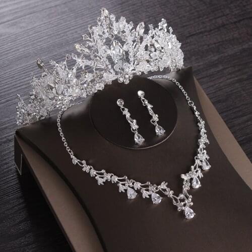 Wedding Jewellery Set Bridal Jewelry Sets Wedding Tiara Necklace Earrings Tiaras and Crowns for Women Brides Girls Crystal Tiara