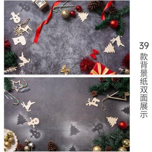Light Black Marble 57x87cm Christmas Tree PVC background Gift Box Elk Snow Background Marble Gray dark color