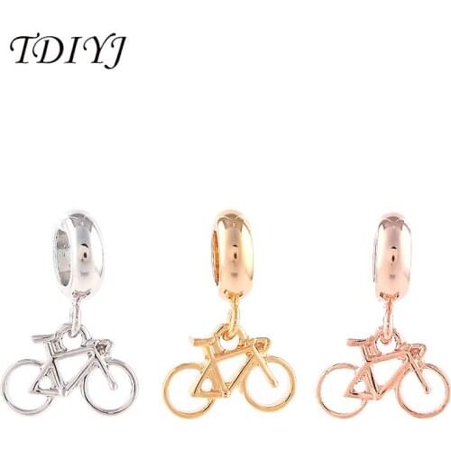 TDIYJ High Quality 6MM Diameter Mixed Bycicle Pendant Charms for Women Genuine Leather Bracelets 6Pcs/lot