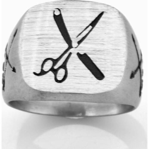 FANSSTEEL Stainless steel jewelry cross arrow skull scissors ring matting FSR20W28