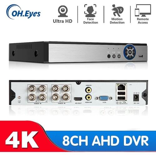 OH.EYES 8CH 4K AHD DVR AI H.265 Hybrid 8 Megapixel NVR Digital Video Recorder for 2MP 4MP 5MP 8MP AHD/TVI/CVI/XVI/IP Cameras