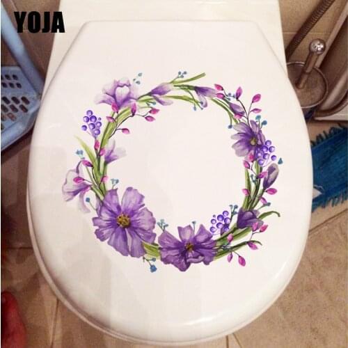 YOJA 21.3X19.5CM Purple Bouquet Wreath Living Room Wall Sticker Room Decor Toilet WC T1-1794