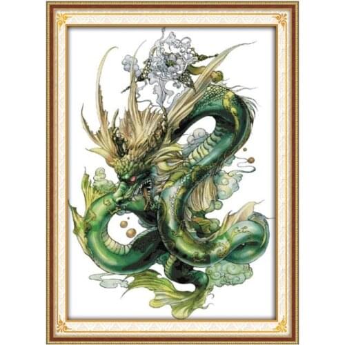 Green dragon Animal Cross Stitch Chinese Counted Cross Stitch Pattern Kits Home Decor