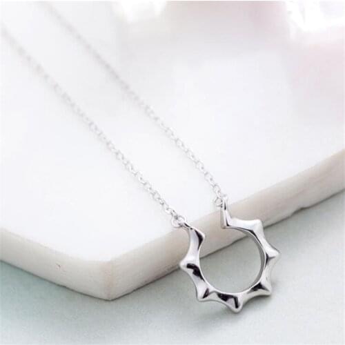 Season Gate 925 Sterling Silver Fashion Simple Sun Pendant With Cross Chain Gift Necklace For Women SN080