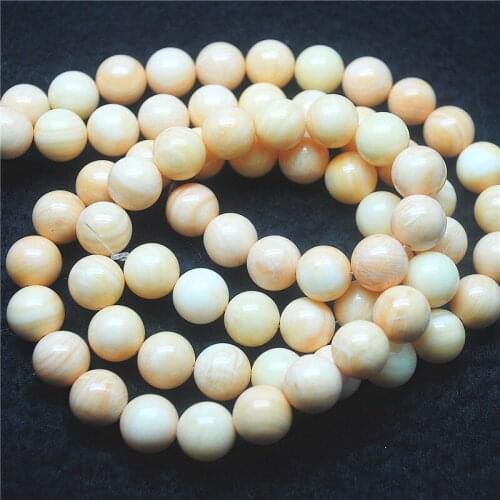 1 String Nature Yellow Shell Beads Round Mother Of Pearl Strings 8MM 10MM Womens Bracelets Making Accessories Good Quality