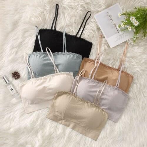 Womens Detachable Shoulder Strap Tube Top Bra Beauty Back Underwear Sling No Steel Ring Lingerie Soft Shockproof Camisole