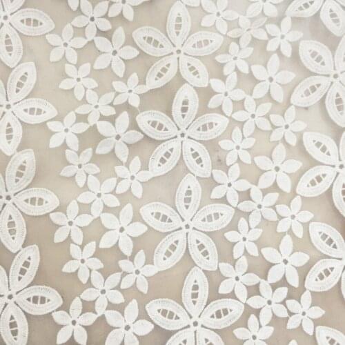 1 yard 125cm 49.21" wide ivory mesh gauze embroidered fabric lace dress cloth clothing 1037162 QL4K70