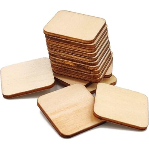 10pcs 40mm Unfinished Wood Squares Pieces Natural Wooded Coasters Square Cutouts for Painting,Writing,DIY,Home Decorations