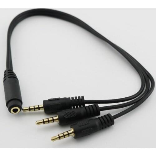 10pcs Gold Plated 3.5mm TRRS Stereo Female 4 Pole Jack to 3x 1/8" Male Plug Audio Headphone Adapter Splitter Cable 30cm/1ft