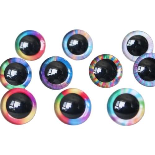 100pcs 9MM12mm 14mm 16mm 18mm 20mm 25mm 30mm 35 3D rainbow colors toy safety eyes doll eyes + washer for diy plush doll--R12