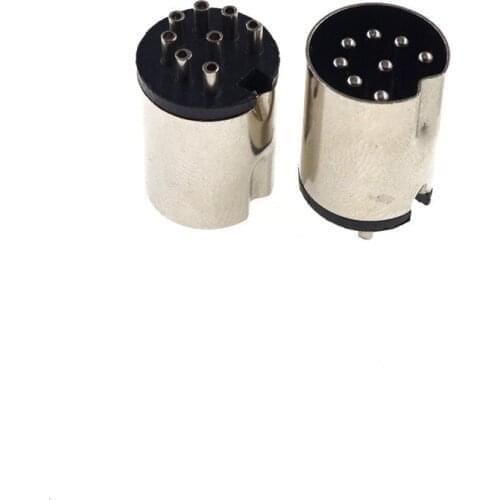 2 Pcs 262 Degree 8 Pin DIN Male Plug Header Solder PCB Vertical Circular Push-Pull Power Connector Machined Contacts