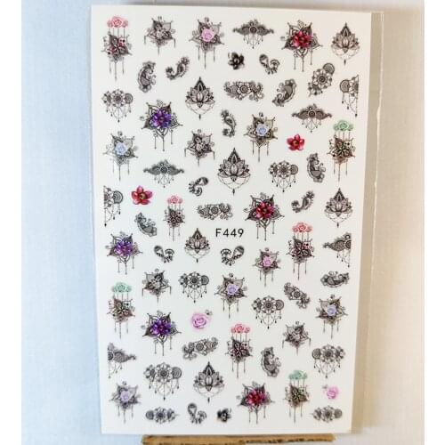 3D Nail Sticker Interesting Design Nail Foil Crystal Flowers Mandala Self-Adhesive Sticker for Manicure Nail Art Decoration