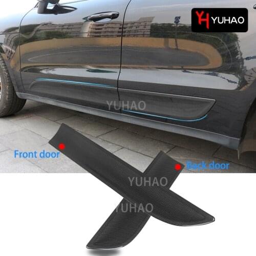 4 Pcs Car Body Anti-Collision Strip Carbon Fiber Decorative Protection Sticker For Porsche 2014-2021 Macan Exterior Accessories