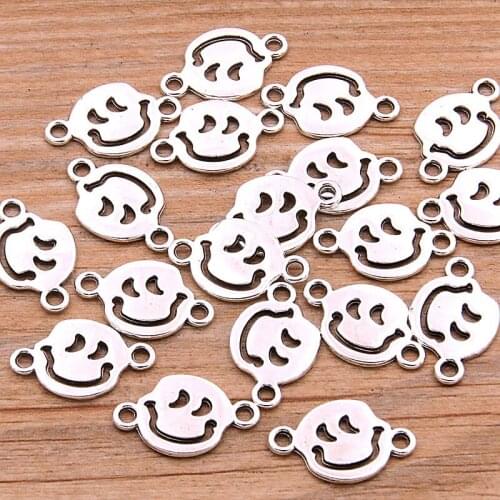 40Pcs 11*18MM New Hollow Face Charms Big Mouth Small Eye Connector Metal Alloy For DIY Necklace Bracelet Earrings Marking