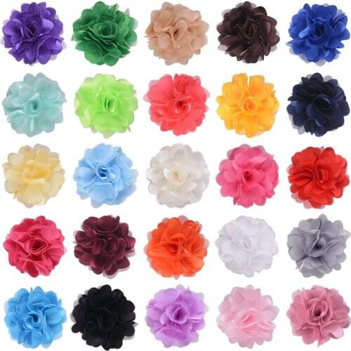 Free ePacket 50mm Satin Mesh Fabric Rose Flower for Babies Hair Wedding Dress Gilrs Headband Shoes Barefeet Sandals Flower