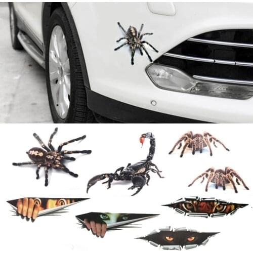 Car 3D Stereo Stickers Personalized Car Creative Waterproof Decoration Funny Peek Spider Animal Body Scratch Sticker