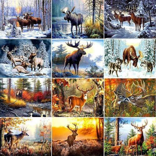 AZQSD Diamond Painting Animal Diamond Mosaic Deers Rhinestone Diamond Embroidery 5D DIY Full Square Cross Stitch Home Decor
