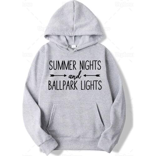 Summer Nights And Ballpark Lights Hoodie Baseball Softball Saying Hoodies Sweatershirt Ball Mom Harajuku Pullover Hoodie