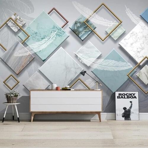 Custom Photo Wallpaper Nordic Modern 3D Geometric White Feathers TV Backdrop Mural Wall Painting Living Room Bedroom Decoration