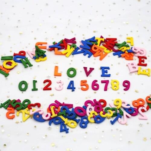 Colorful Wooden Alphanumeric Creative Handicrafts Child Puzzle Early Education Stickers DIY Handmade Wedding Party Decoration