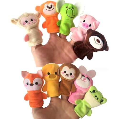 Hand Finger Puppets Animal Family Plush Set Finger Toys Puppets Animal Dolls Cartoon Child Baby Talking Story Finger Puppet Toy