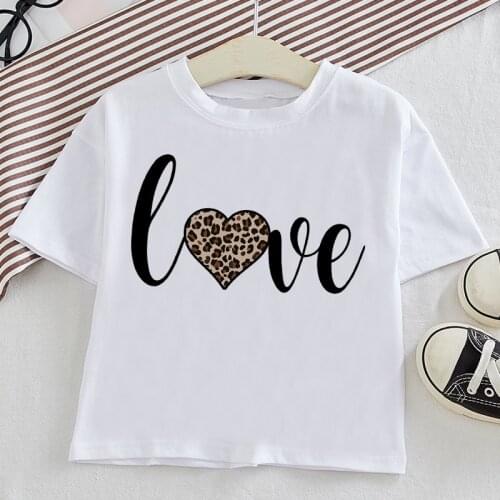 3 Color Summer Short Sleeve Kids T Shirt For Boy New Cartoon Casual TShirts For Girls Tops Leopard Love Heart Children T Shirt