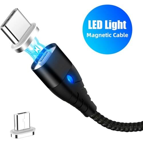 Robotsky 3A Magnetic Cable USB Fast Charging Micro USB Mobile Phone Cable USB Type C Cable Magnet Charger Data Line For Samsung