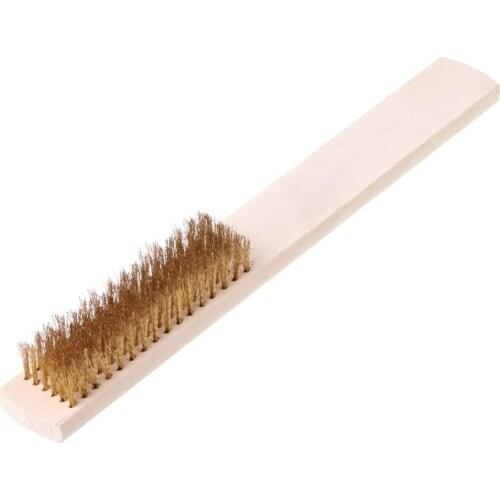 Copper Wire Brass Briste Wood Handle Wire Scratch Brush 208mm For Metal Cleaning Ju30 20 Dropship
