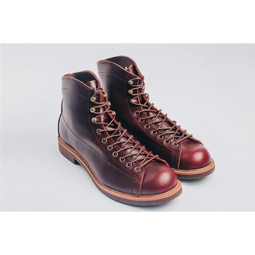 Outdoor motorcycle boots cowhide desert high-top shoes retro oil leather lace-up Martin boots safety shoes