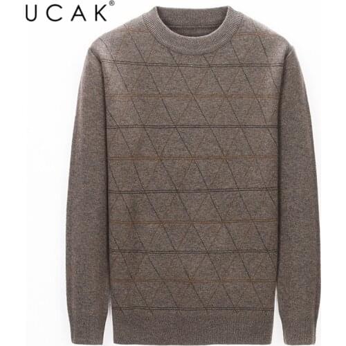 UCAK Brand WInter Warm Sweaters Men Clothing New Streetwear Pure Merino Wool Sweater Pull Homme Casual Pullover Colthes U3214