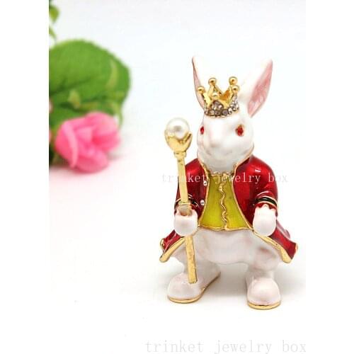 Mouse King Animal Trinket Jewelry Box Metal Mouse Figurines Crafts Ring Holder