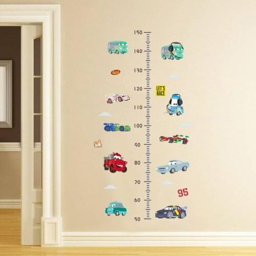 Cartoon Disney Cars Children Boys Height Measure Wall Stickers For Home Decor Kids Room Kindergarten Growth Chart Art Decoration