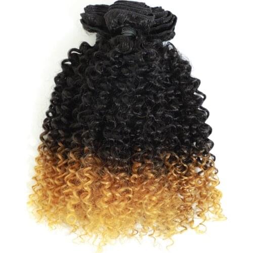 Synthetic Kinky Jerry Hair Bundles Curly Hair Weaves 6 Bundles All In One Pack Heat Resistant Synthetic Fiber 200g Ombre T27