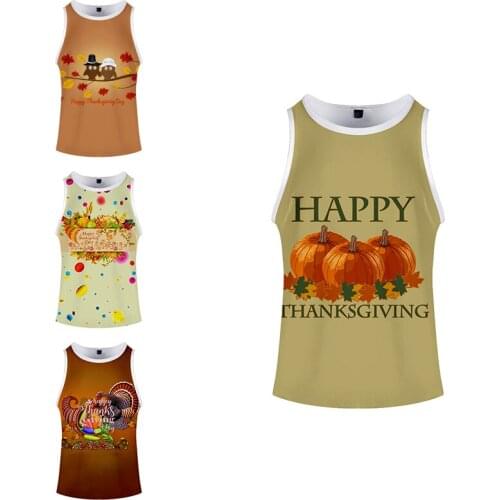 New Fashion Happy Thanksgiving Day Costume Homme 3d Bodybuilding Tank Top Sleeveless Harajuku Men Women Clothing Fitness 3D Vest