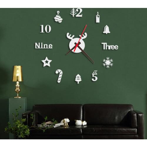 New Christmas Wall Clock 3D Mirror Sticker Unique Big Number Watch Diy Decor Wall Clock Art Sticker Decal Home Modern Decoration
