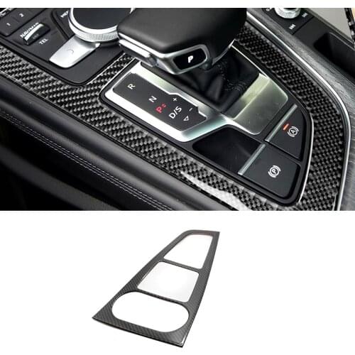 For Audi A4 B9 A4L 2017 2018 Carbon Fiber Car Center Gear Shift Control Panel Side Frame Cover Trim
