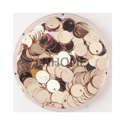 50g 5mm Champagne Flat Round Sequins For Crafts PVC DIY Garment Sewing Wedding Accessories With 1 Side Hole