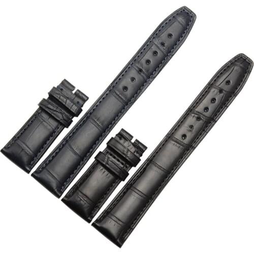 Customize Crocodile Alligator Watchbands for IW C Portugues Pilot Genuine Leather Watch Band Bracelet Strap Man 20 21 22mm Blue