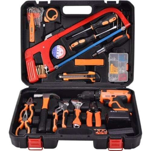 Drop Shipping Multifunction Household 52-Piece Electrician Repair Toolbox 21V Lithium Electric Drill Suit